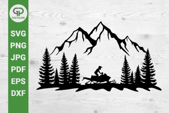 Download Snowmobiling in the Wilderness SVG - Premium Resources