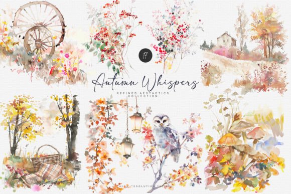 Download Watercolor Autumn Scenery Clipart - Scenery Collection