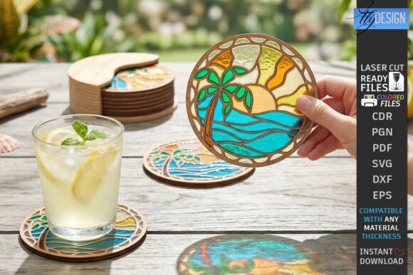 Download Stained Glass Coasters Laser Cut Design - Laser cut design Collection