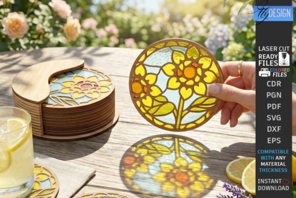 Download Stained Glass Coasters Laser Cut Design - Laser cut design Collection
