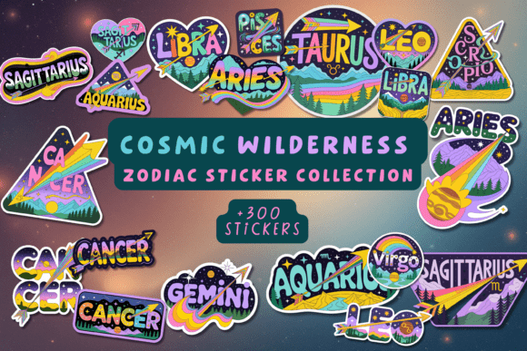 Download Cosmic Wilderness Zodiac Sticker Set - Wilderness Collection