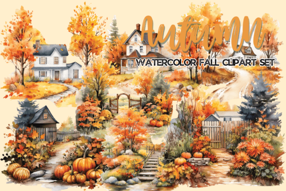 Download Watercolor Fall Scenery Clipart - Scenery Collection