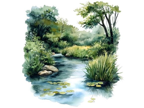 Download 10 Riverside Nature Scenery Clipart Set - Scenery Collection