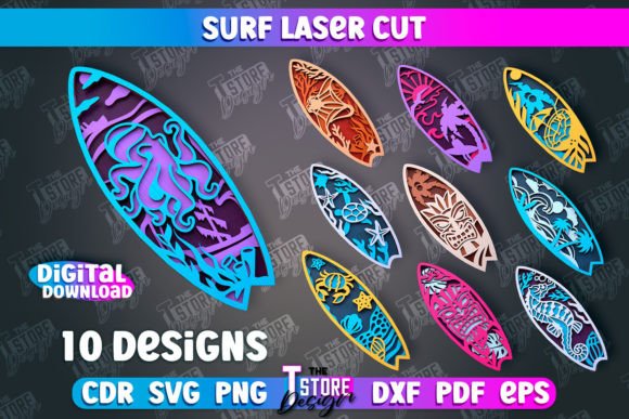Download Surf Laser Cut Design Bundle | Summer - Laser cut design Collection