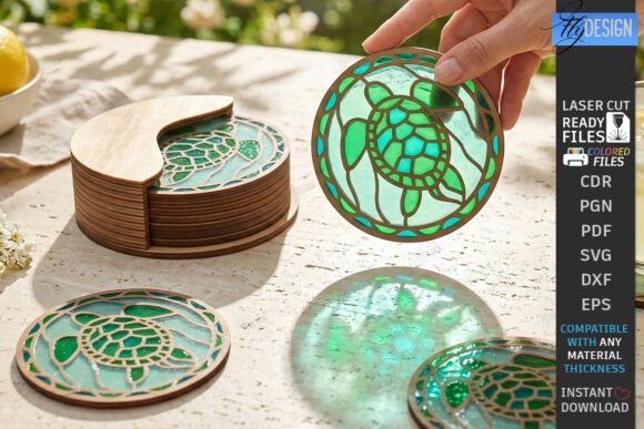 Download Stained Glass Coasters Laser Cut Design - Laser cut design Collection